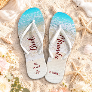 Tropische Sommer-Ozean-Strand-Brautabschiedsgesche Flip Flops