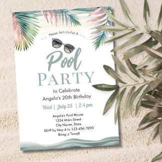 Tropische Sommer-Poolparty-Geburtstag Einladung
