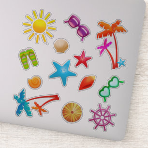 Tropische Sommer-Schabablone-Partygeschenke in For Aufkleber