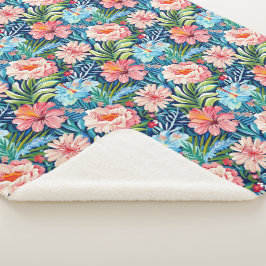 Tropische Sommerblumen Muster Hübsche Blumen Sherpadecke