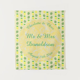 Tropische Sommerhochzeit Ananas und Palmwedel Wandteppich