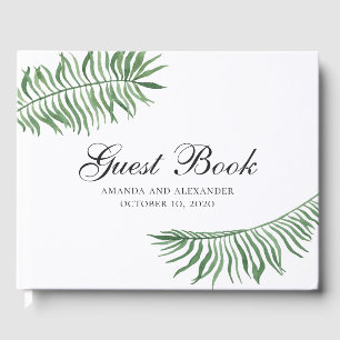 Tropische Sommerhochzeit. Grün exotisch botanisch Gästebuch