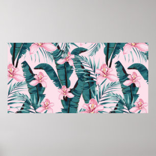Tropische Sommermalerei nahtlos mit Palmen Poster