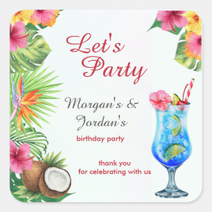 Tropische Sommerpaare Freunde Gemeinsamer Geburtst Quadratischer Aufkleber