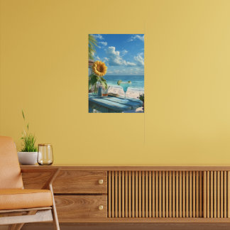 Tropische Sonnenblumen Strand-Wandkunst | Ozean Dr Poster