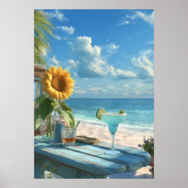 Tropische Sonnenblumen Strand-Wandkunst | Ozean Dr Poster