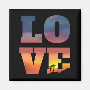 Tropische Sonnenuntergang-Liebe Magnet