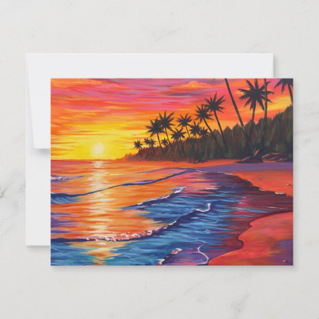 Tropische Sonnenuntergangs-Antwortkarte RSVP Karte (Vorderseite)