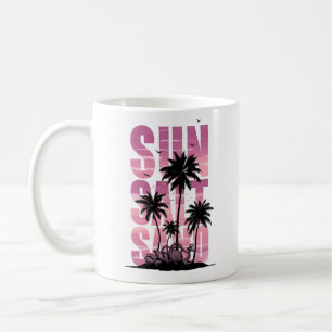 Tropische Sonnenuntergangs-Palmen-Strand Kaffeetasse