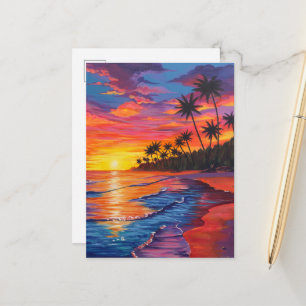 Tropische Sonnenuntergangs-Postkarte Postkarte