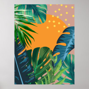 Tropische Sonnenuntergangslandschaft Dschungel Abs Poster