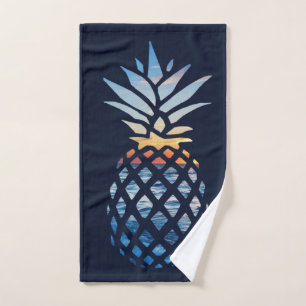 Tropische Sonnenuntergangsstrand-Ananas Handtuch