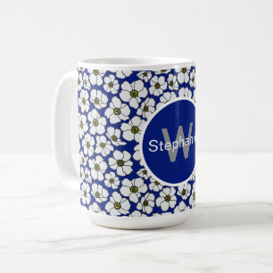 Tropische Stimmung Blumen auf Blau Kaffeetasse