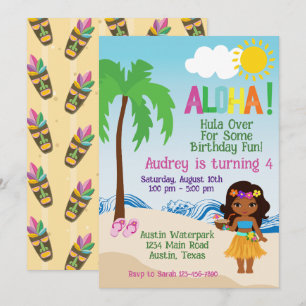 Tropische Strand Aloha Luau Geburtstagseinladung Einladung