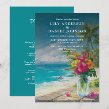 Tropische Strand-Blumen-Mason-Glas-Hochzeit Alles