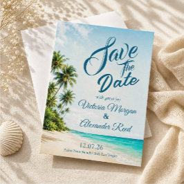 Tropische Strand-Einladungskarte zum Vormerken Save The Date