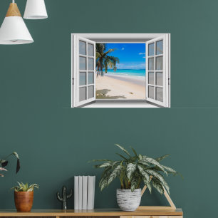 Tropische Strand-Fensteransicht 3D Poster