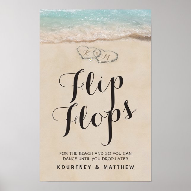 Tropische Strand Flip Flops Hochzeit Poster (Vorne)