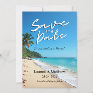 Tropische Strand-Hochzeit Save the Date