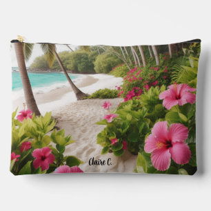 Tropische Strand-Hot-Pink-Hibiskus-Accessoiretasch Zubehörtasche