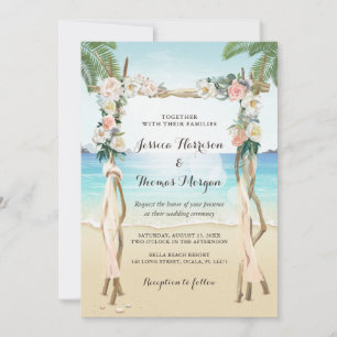 Tropische Strand-Lauben-Blumen-Hochzeit Einladung