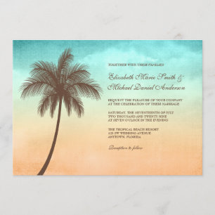 Tropische Strand-Palme-Hochzeits-Einladungen Einladung