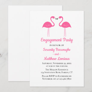Tropische Strand-Rosa-Flamingos Hochzeit Verlobung Einladung