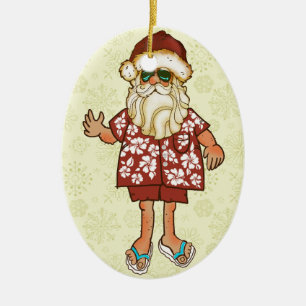 Tropische Strand-Sankt-Weihnachtsverzierung Keramik Ornament