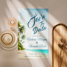 Tropische Strand-Save-the-Date-Hochzeitseinladung