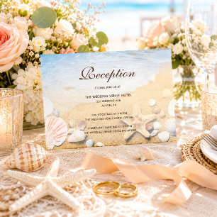 Tropische Strand-Seestern-Hochzeitsempfangskarte Begleitkarte