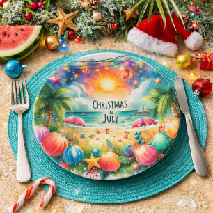 Tropische Strand Stimmung Weihnachten im Juli  Pappteller