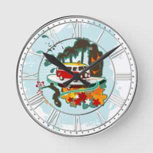 Tropische Strand-Szene Runde Wanduhr