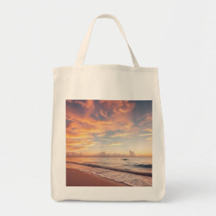 Tropische Strand-Tasche mit Sonnenuntergang Tragetasche
