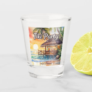 Tropische Strand-Tiki-Bar-Hochzeitsdusche Schnapsglas