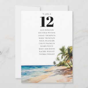 Tropische Strand-Tischnummer-Sitzordnung Einladung