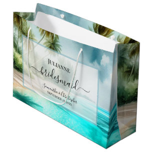 Tropische Strand-Wasserfarben-Hochzeitsbrautjungfe Große Geschenktüte