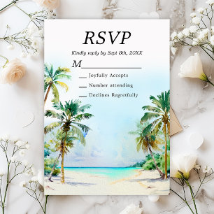 Tropische Strand-Ziel-Hochzeit RSVP Karte