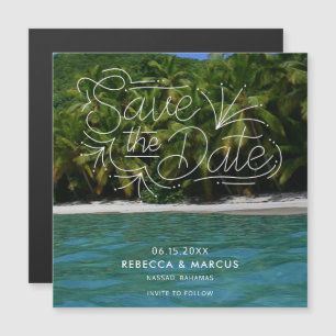 Tropische Strand-Ziel-Hochzeit - Save the Date Magnetkarte