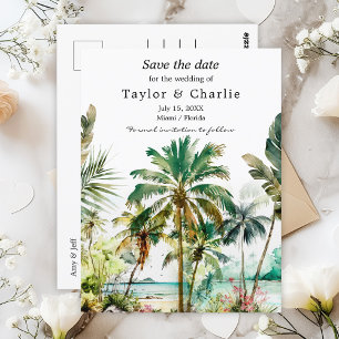 Tropische Strand-Ziel-Hochzeit - Save The Date Postkarte