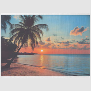 Tropische Stranddecoupage bei Sonnenuntergang Seidenpapier