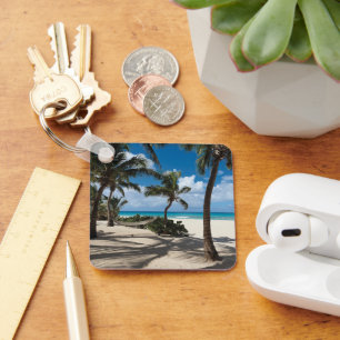 Tropische Strände   Anguilla Beach, Palm Tree Schlüsselanhänger