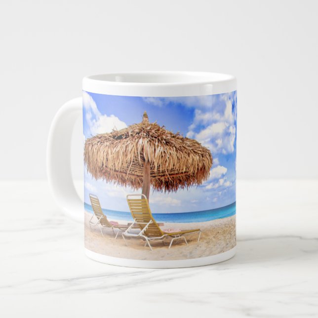 Tropische Strände | Aruba Sandy Beach Jumbo-Tasse (Vorderseite Links)