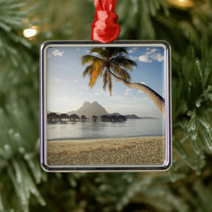 Tropische Strände Beach Huts, Bora Bora Ornament Aus Metall
