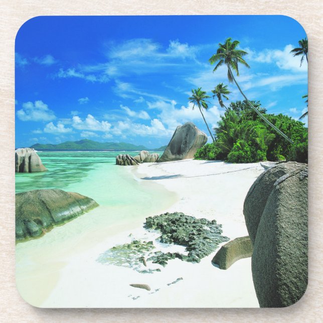 Tropische Strände | Insel La Digue Getränkeuntersetzer (Vorderseite)