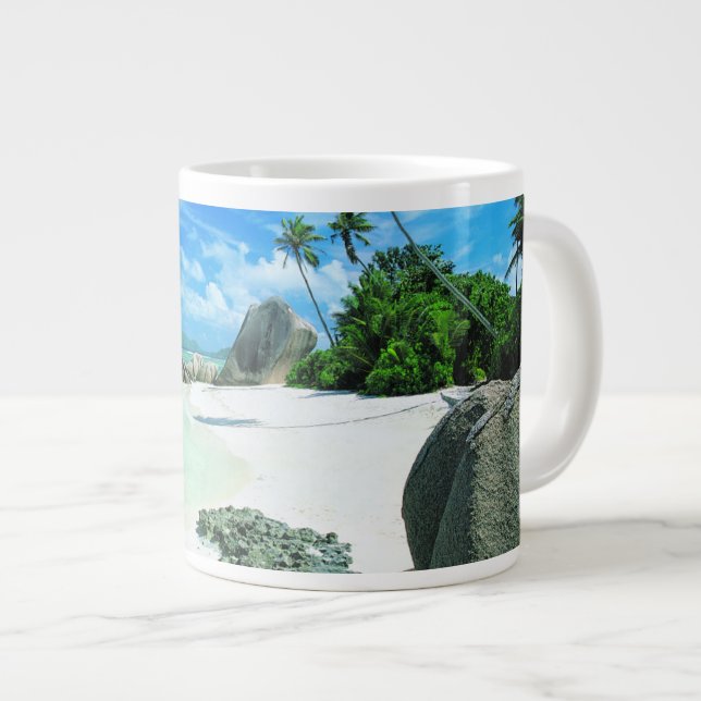 Tropische Strände | Insel La Digue Jumbo-Tasse (Vorderseite Rechts)