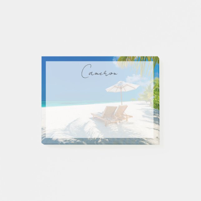 Tropische Strände | Lounge Chairs Beach, Bora Bora Post-it Klebezettel (Vorderseite)
