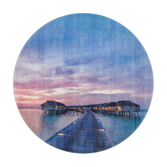 Tropische Strände | Maldives Bungalows Schneidebrett (Vorderseite)