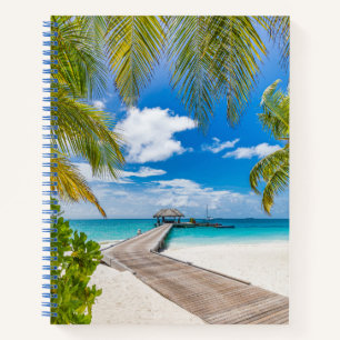 Tropische Strände   Maldives Island Wooden Jetty Notizbuch