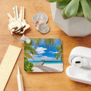 Tropische Strände   Maldives Island Wooden Jetty Schlüsselanhänger