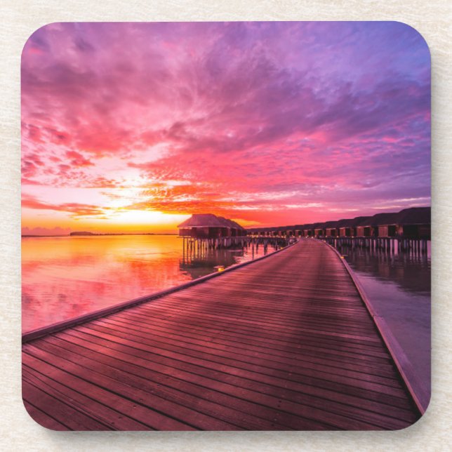 Tropische Strände | Malediven Sunset Getränkeuntersetzer (Vorderseite)